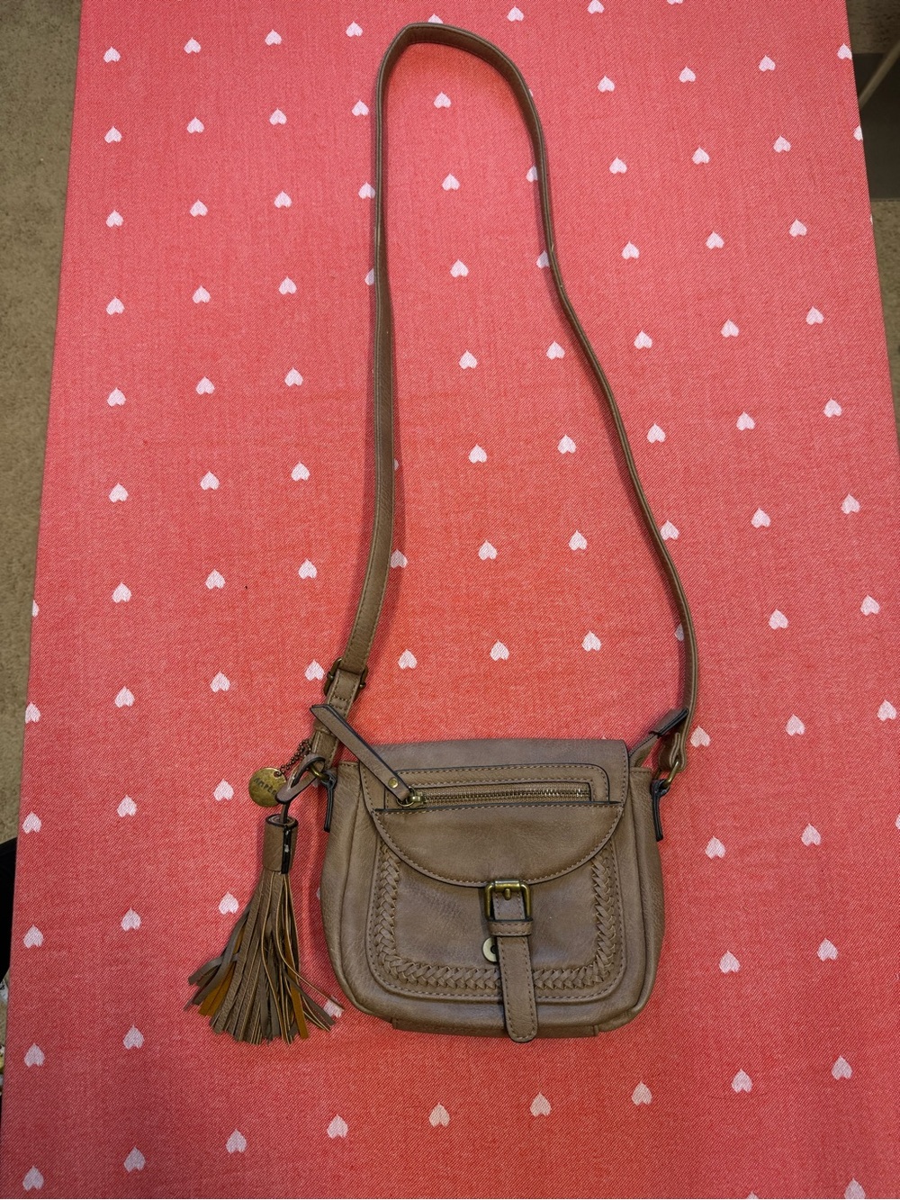 Everyday Brown Crossbody Bag with Tassel Accent